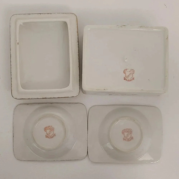 Vintage Shafford Japanese hand painted porcelain trinket box with 2 trays - Picture 7 of 8